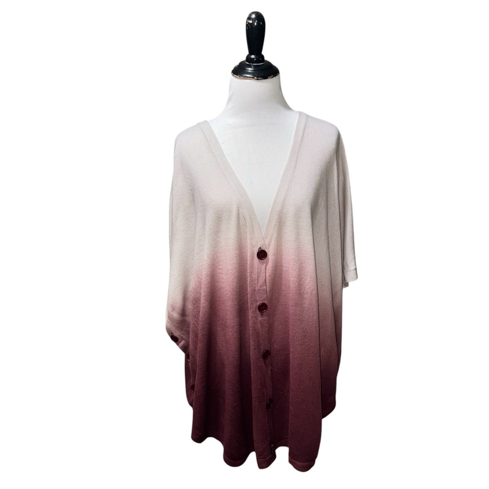 Love Stitch Women's S Small Knit Cardigan Kimono Sleeves Ombre Dip Dye Buttons